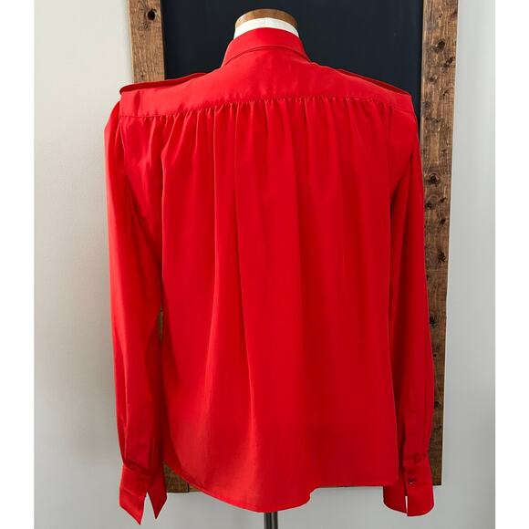 Vintage Regina Porter Red Secretary Blouse M Classic French Chic Office Parisian - Picture 7 of 11